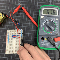 Voltage reading of 9v battery running through potentiometer turned all the way down