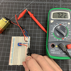 Voltage reading of 9v battery running through potentiometer turned all the way up