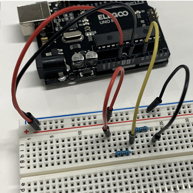 Photo of Voltage Divider breadboard layout