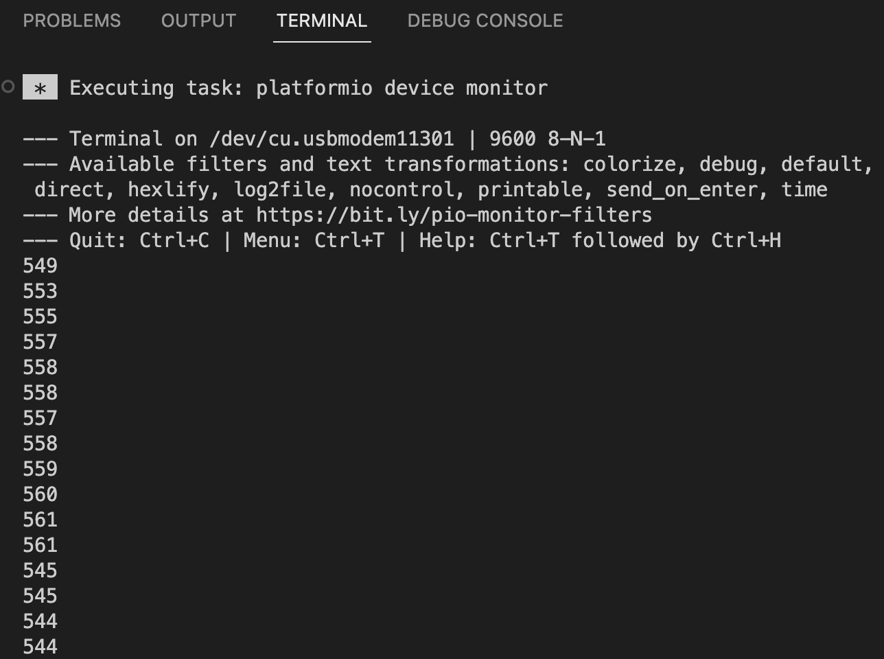 Screenshot of Voltage Divider Serial Monitor