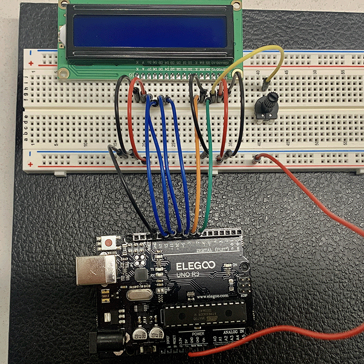 Breadboard layout for LCD Display