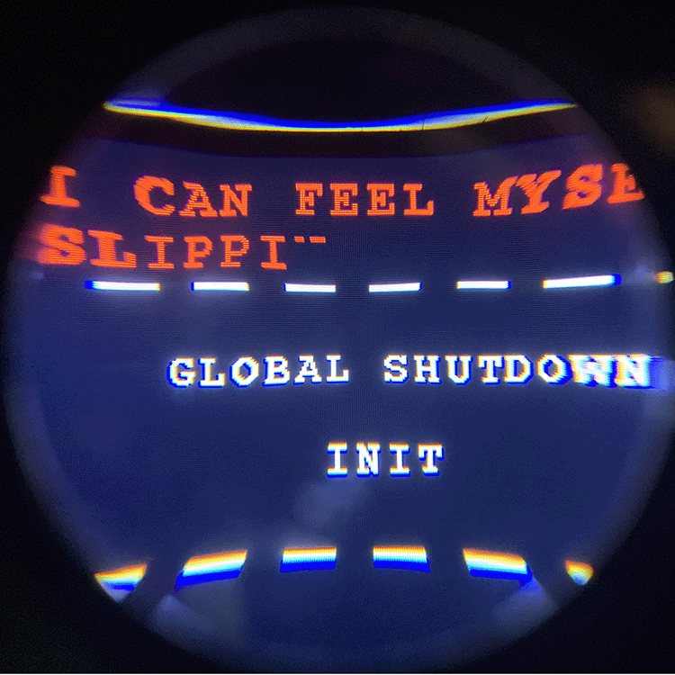 Detail shot of text inside headset