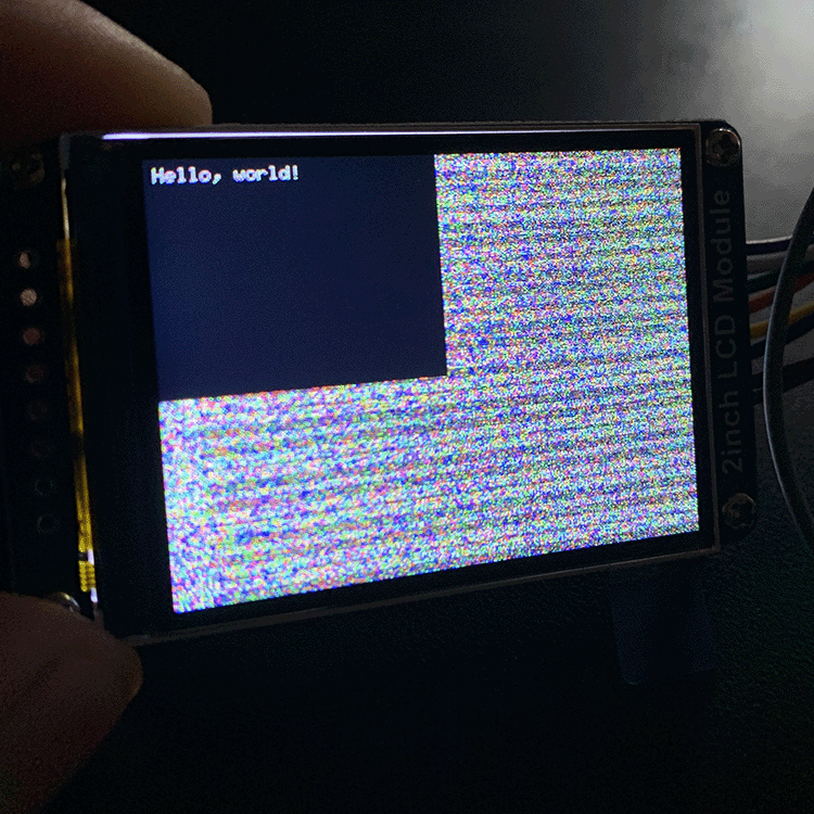 TFT Display displaying "Hello, world!"