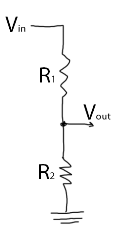 Schematic of a a voltage divider using two resistors